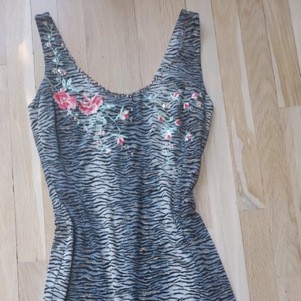 Cocktail Dress. Gray and black animal print